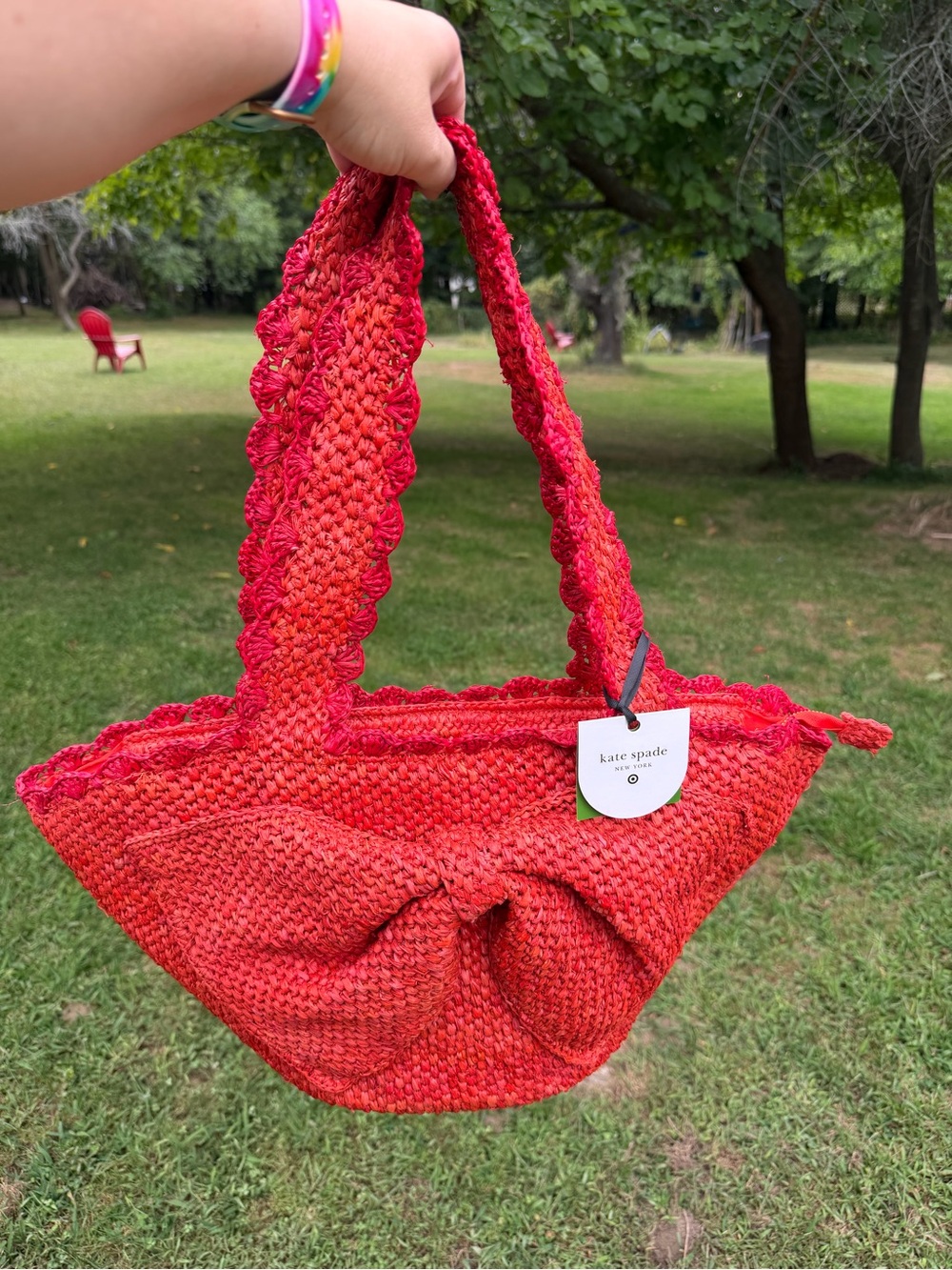 Kate Spade x Target Raffia Woven Bow Red Tote NWT